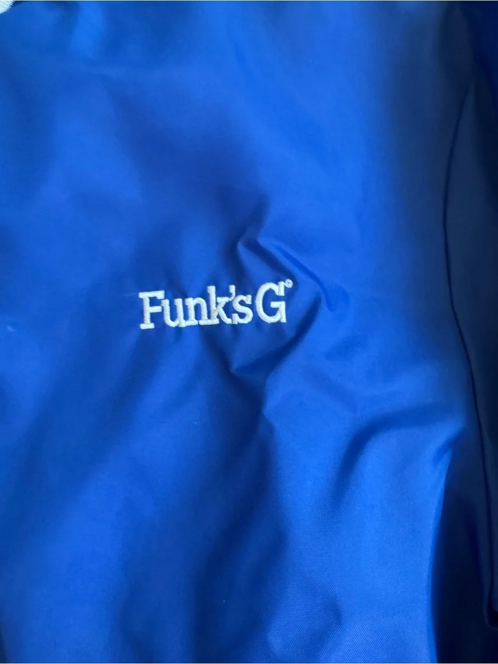 Vtg Swingster Varsity Jacket Button Up Funk’s G Size XL Blue Excellent Farm